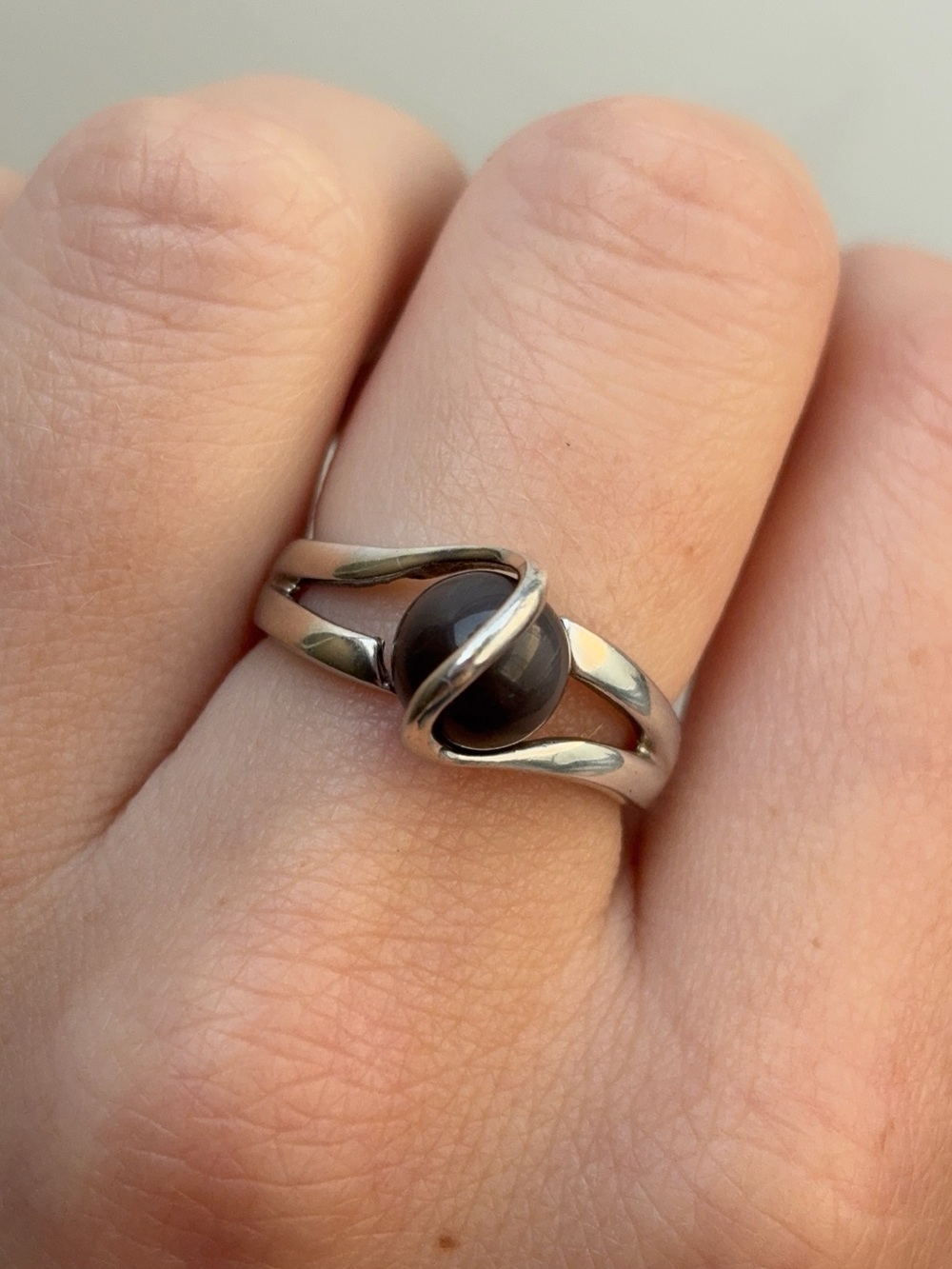 Sterling Silver Interchangeable Onyx Gemstone Ball Ring